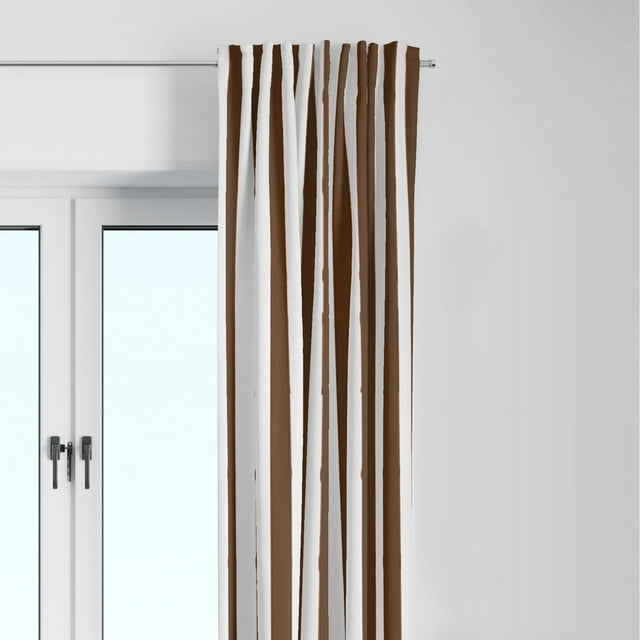 Bacati - Single Light Filtering Curtain Panel Stripes Brown/White
