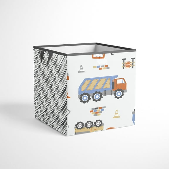 Bacati - Small Storage Tote Construction Yellow/Orange/Grey/Blue Boys