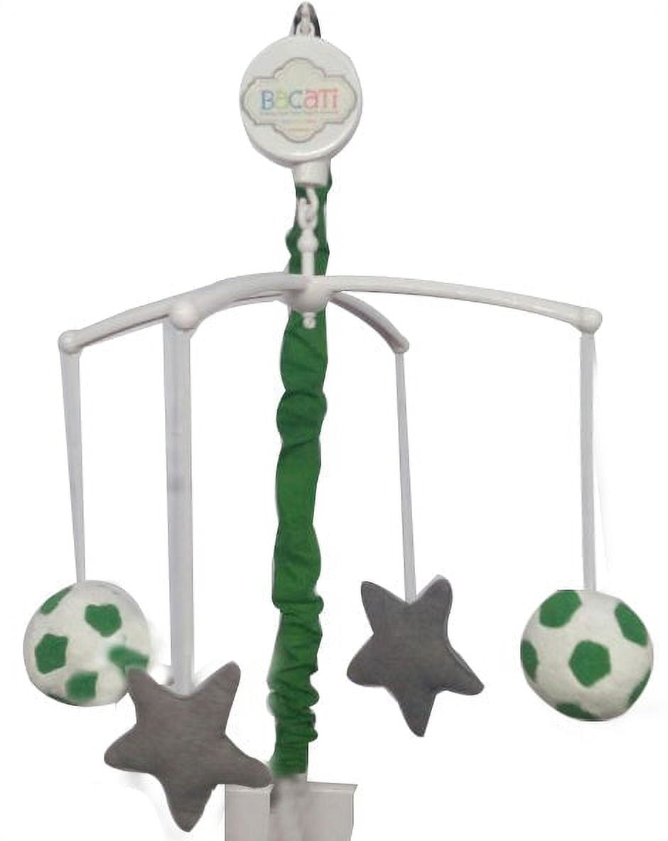 Bacati - Soccer Green/Grey Musical Baby Crib Mobile