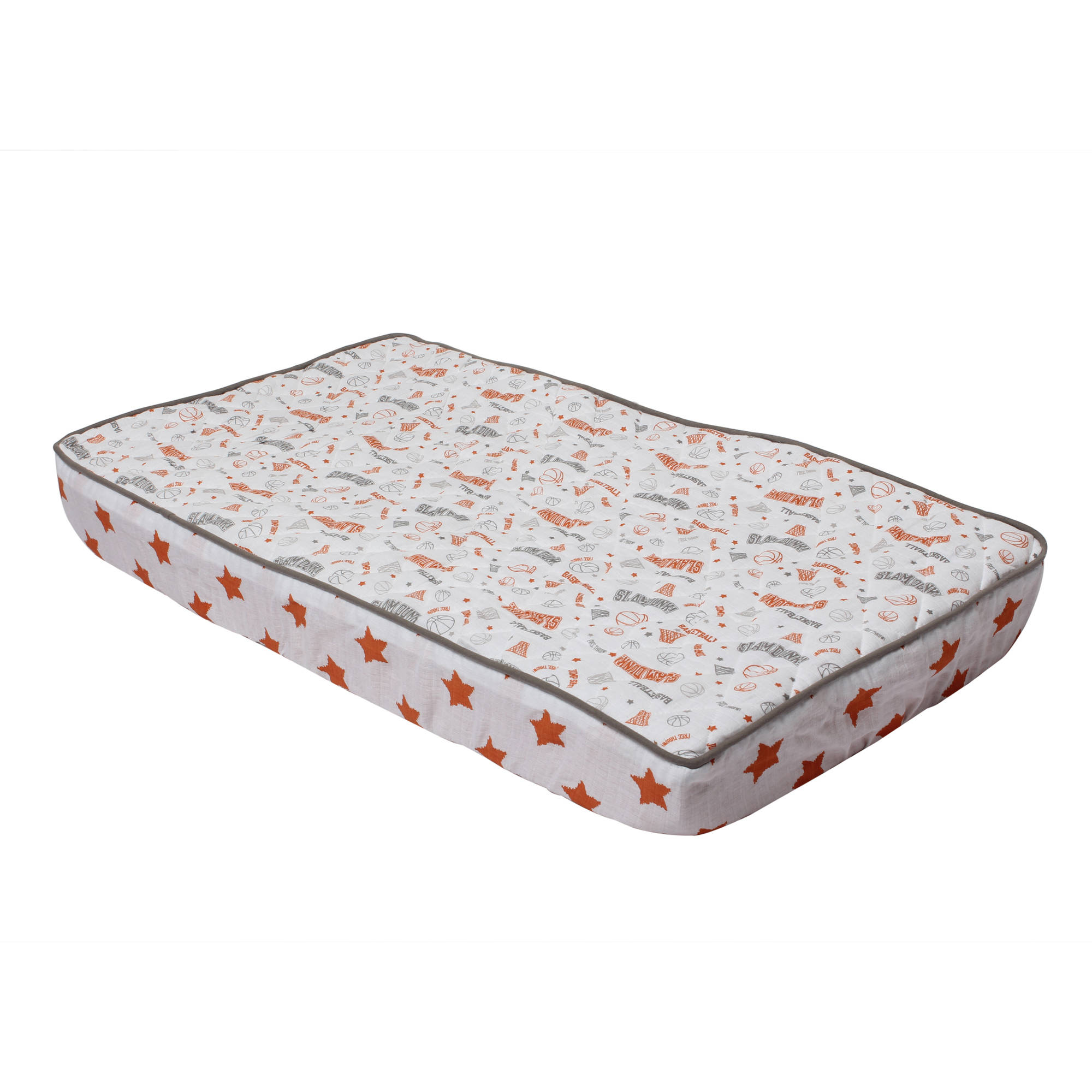 Bacati - Basketball Orange/Gray Boys Muslin Quilted Changing Pad Cover - image 1 of 2