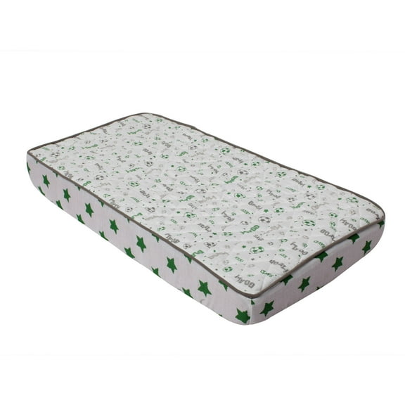 Bacati - Sports Muslin Quilted Top 100% Cotton with poly batting Changing Pad Cover, Soccer Green/Grey