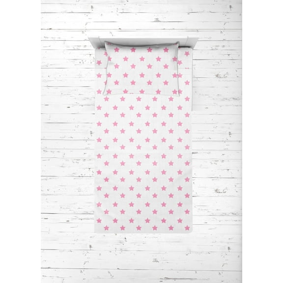 Bacati - Stars 100% Cotton breathable Muslin 3-Piece Toddler Bedding Sheet Set, Pink