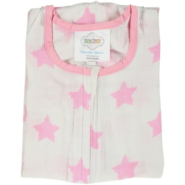 Bacati Stars Pink Ikat Newborn Wearable Baby Blanket