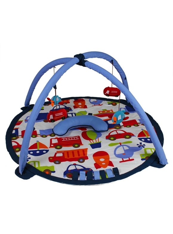Bacati - Transportation Boys Activity Gym & Playmat, Blue/Mutlicolor with Toys
