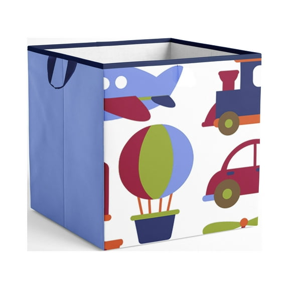 Bacati - Transportation Cotton Percale Fabric covered Storage, Small Box, 10 L x 10 W x 10 H inches