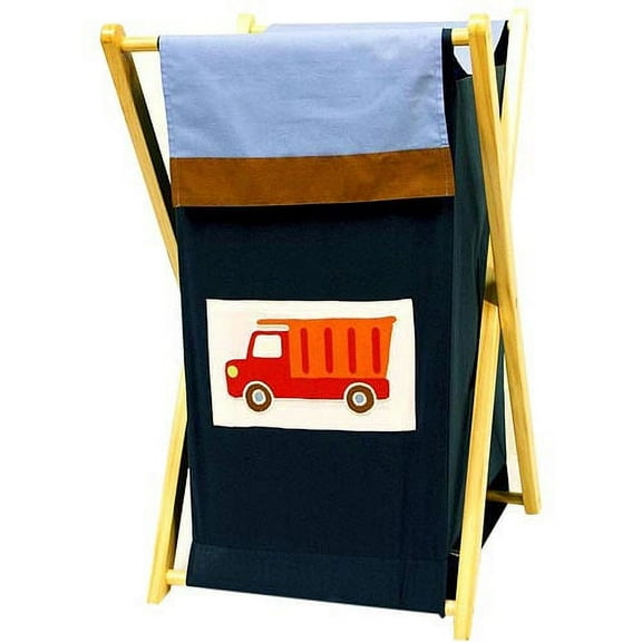 Bacati - Transportation Hamper with Cotton Percale cover, mesh liner and Natural Color Wooden frame