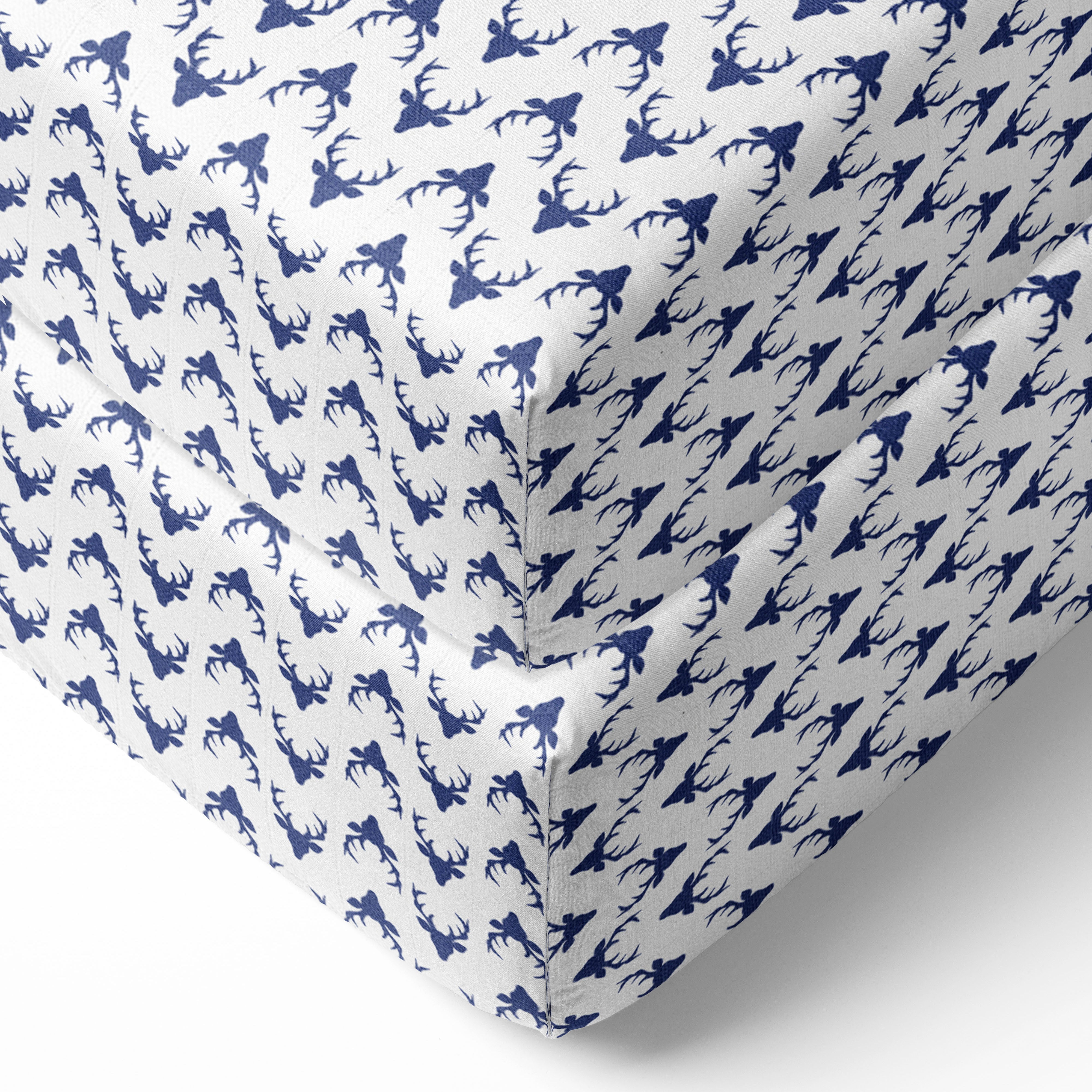 Bacati - Tribal Aztec Mint Navy Muslin Crib or Toddler Bed Fitted Sheet 100% Cotton Muslin