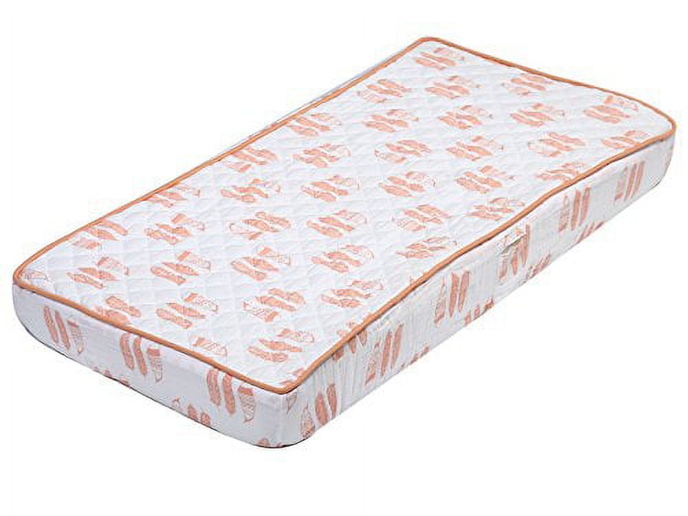 Bacati - Tribal/Aztec Muslin Quilted Changing Pad Cover (Feathers, Coral)