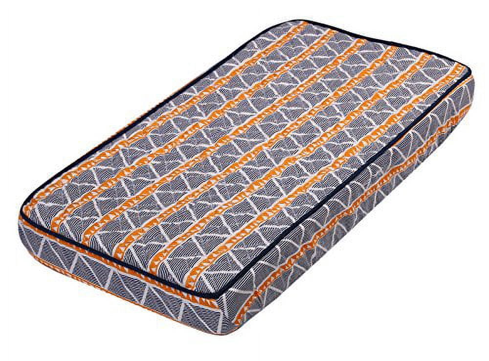 Bacati - Tribal/Aztec Muslin Quilted Changing Pad Cover (Large Triangles, Orange/Navy)
