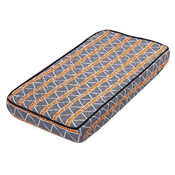 Bacati - Tribal/Aztec Muslin Quilted Changing Pad Cover (Large Triangles, Orange/Navy)