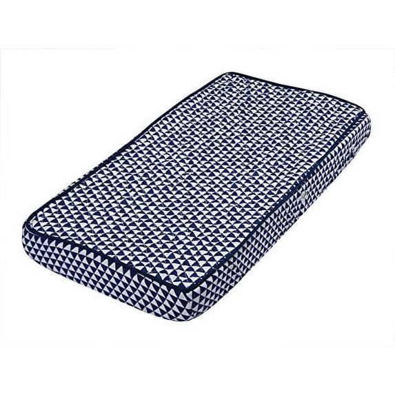 Bacati - Tribal/Aztec Muslin Quilted Changing Pad Cover (Small Triangles, Navy)