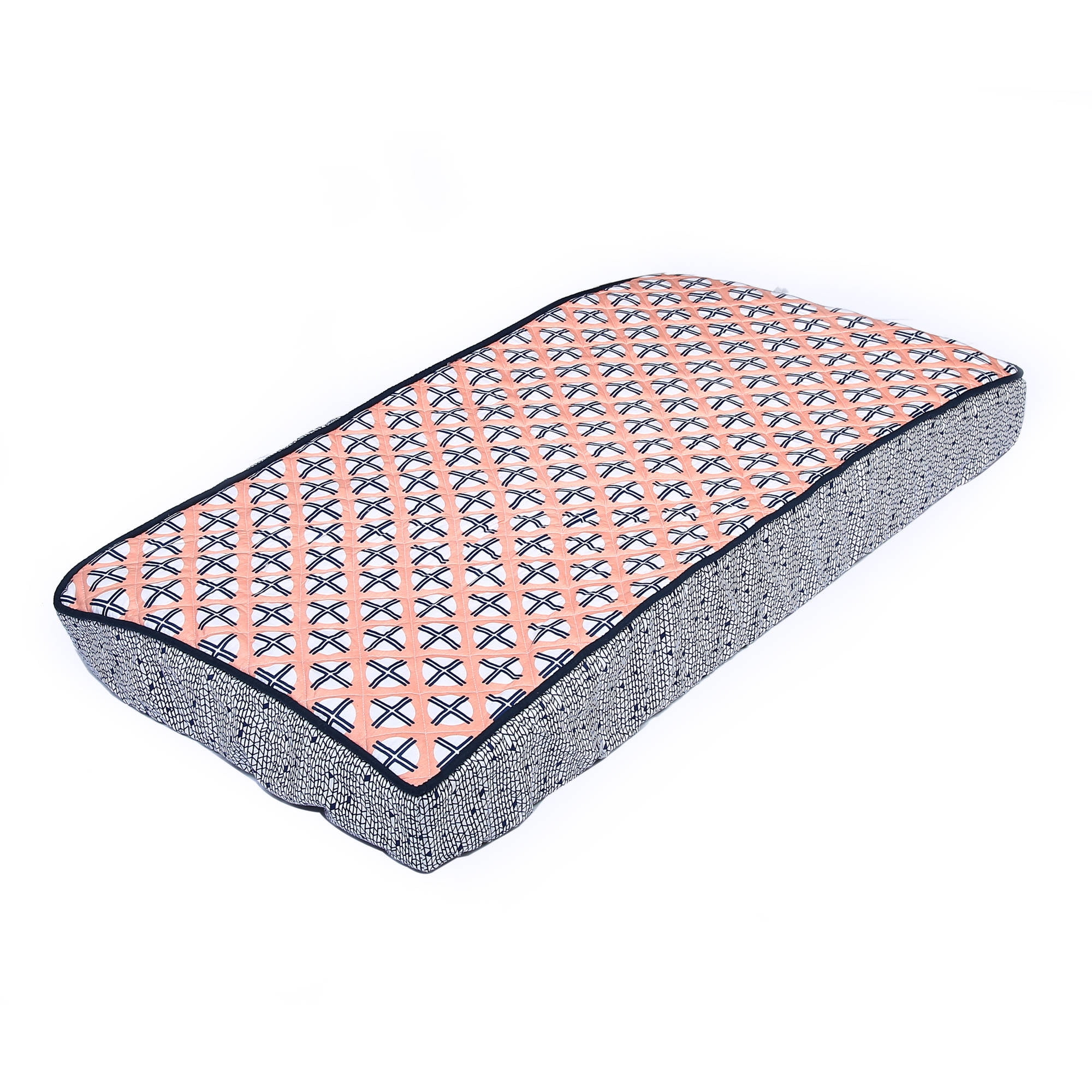 Bacati - Tribal Noah Coral/Navy Girls Quilted Changing Pad Cover