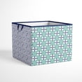 thumbnail image 1 of Bacati - Tribal Noah Mint/Navy Cotton Percale Fabric Covered Collapsible Storage Tote, Large Box for all ages, 14 x 14 x 10 inches, 1 of 8