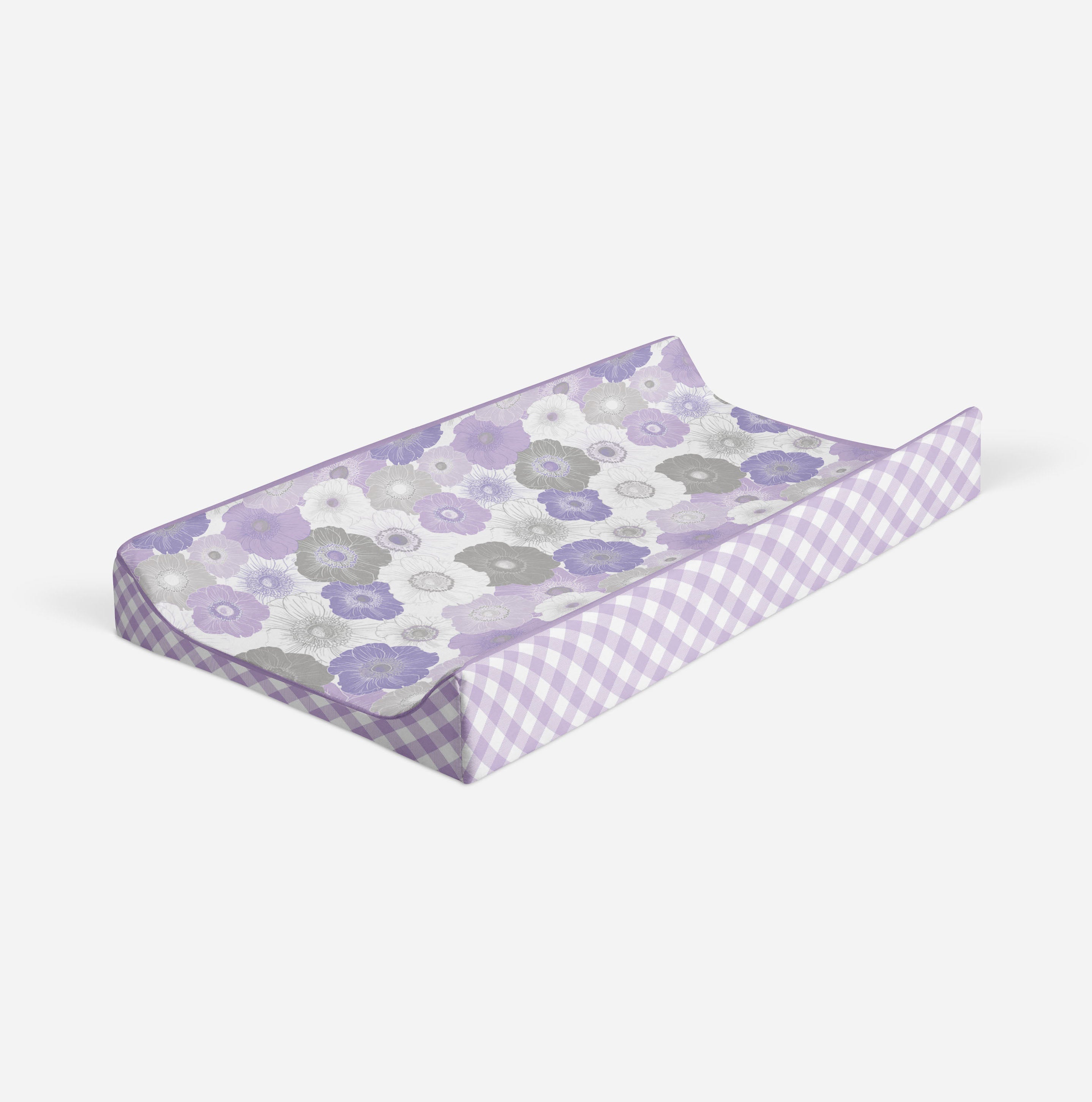 Bacati - Watercolor Floral Purple Gray Girls Quilted Changing Pad Cover