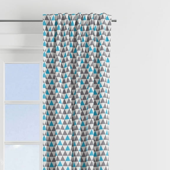 Bacati - Woodlands Grey/Aqua Triangles Boys Cotton Printed Curtain Panel