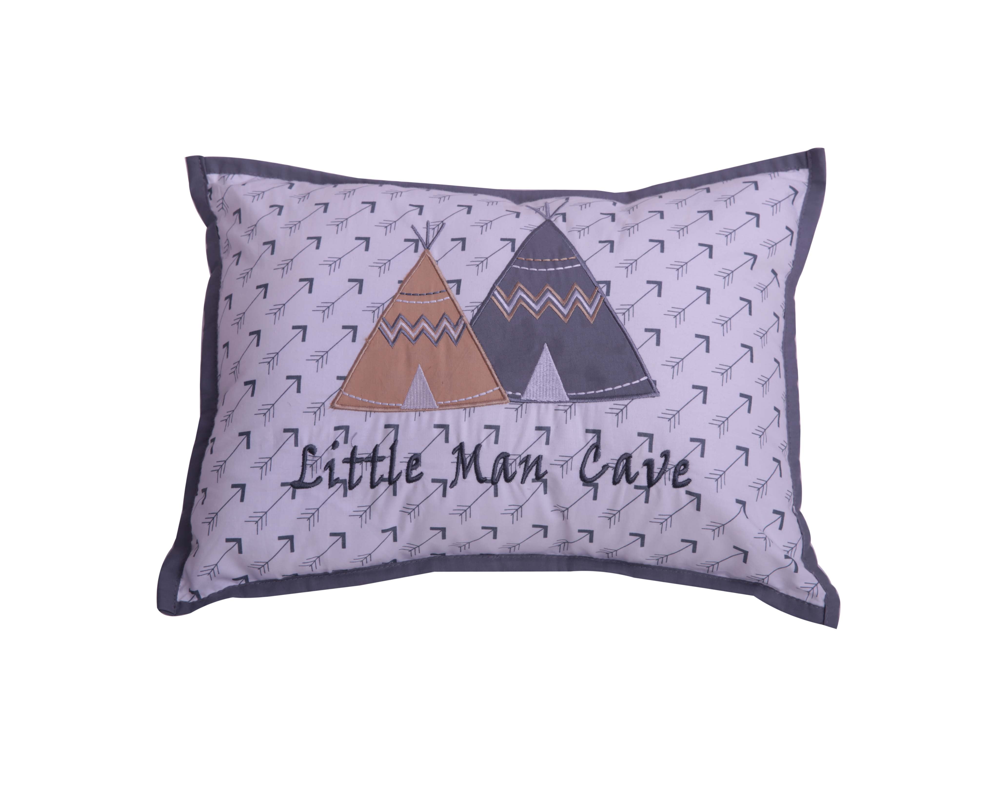 Bacati - Woodlands Toddler Pillow in Grey/Beige Neutral, 100% Cotton Cover
