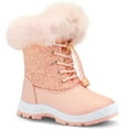 thumbnail image 1 of Bacca Girls Anti-Slip Snow Boots Pink Glitter Warm Faux Fur-Lined Winter Boots 1M, 1 of 8