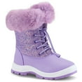 thumbnail image 1 of Bacca Girls Anti-Slip Snow Boots Purple Glitter Warm Faux Fur-Lined Winter Boots 13M, 1 of 8