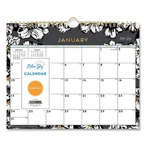 Baccara Dark Wall Calendar, Baccara Dark Floral Artwork, 11 x 8.75, White/Black Sheets, 12-Month (Jan to Dec): 2024 | Bundle of 2 Each