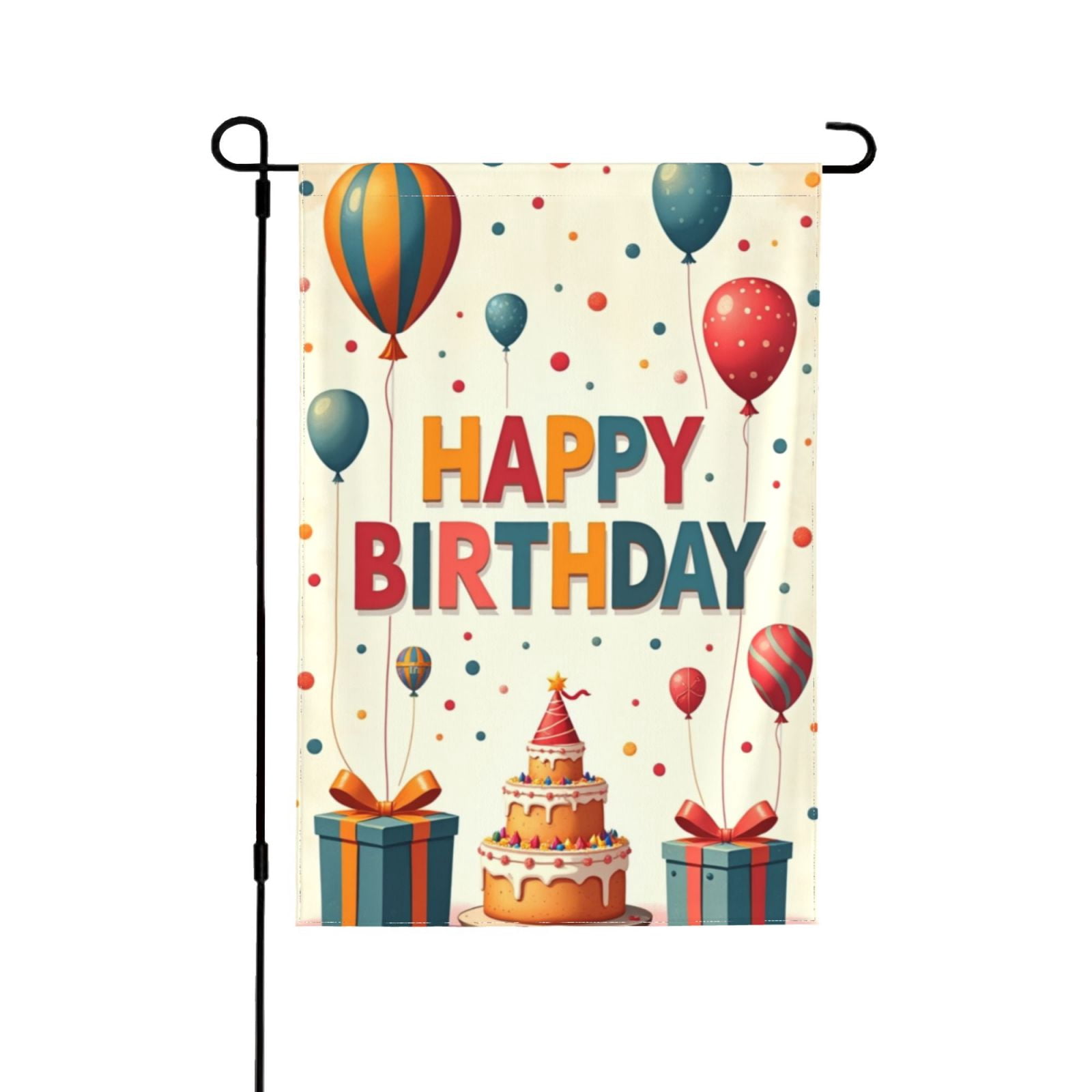 Baccessor Happy Birthday Gartenflagge – 71x102 Cm, Doppelseitig, Jute, Bunt