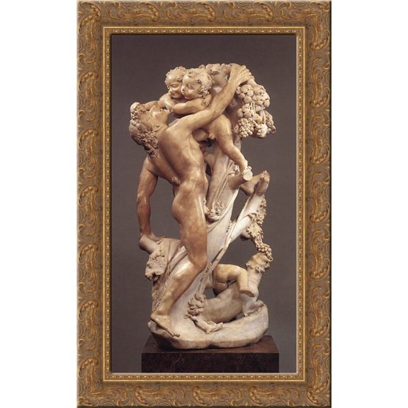 Bacchanal A Faun Teased by Children 24x16 Gold Ornate Wood Framed Canvas Art by Gian Lorenzo Bernini