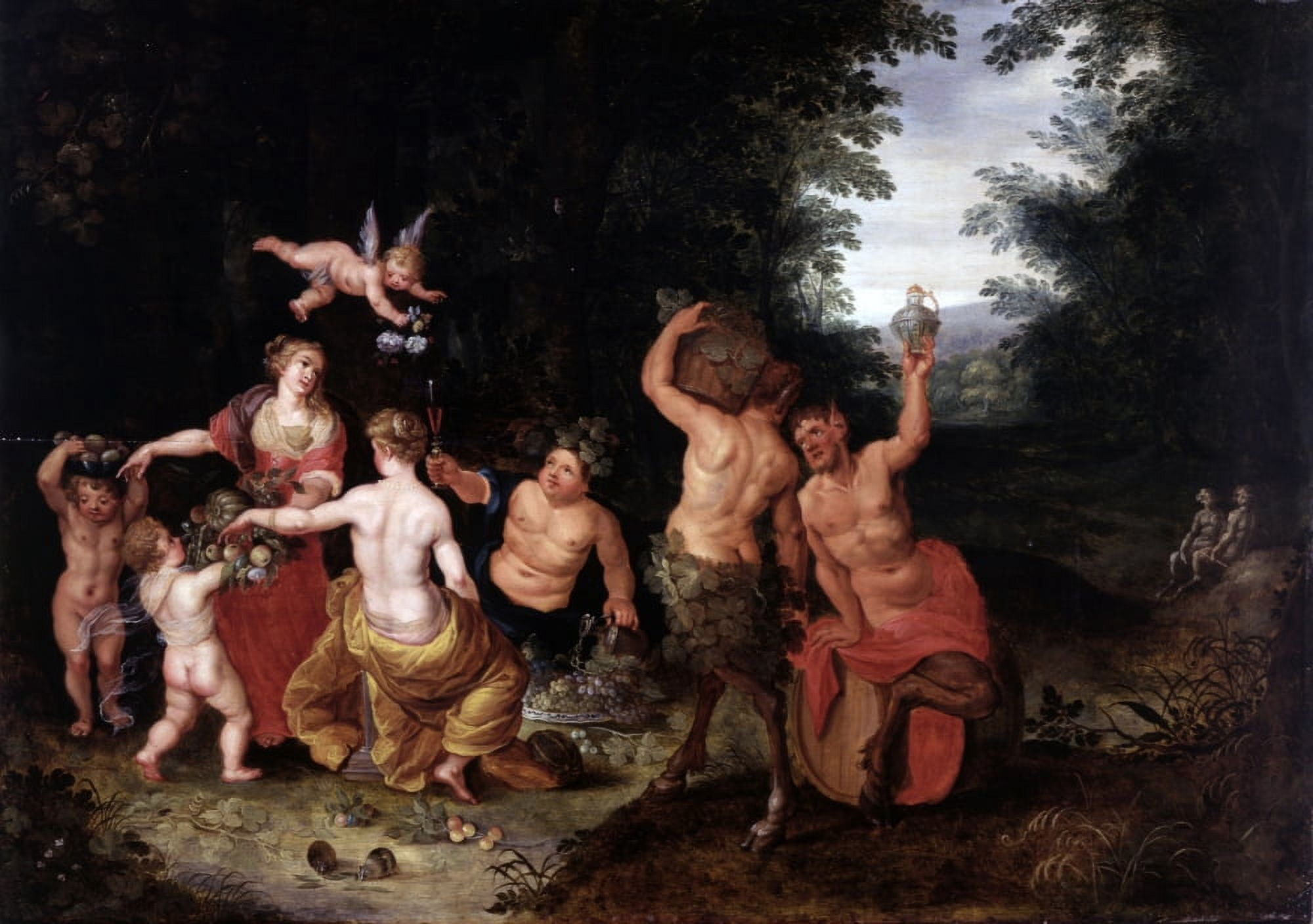 Bacchus And His Companions Within A Landscape Canvas Art - (36 x 24)