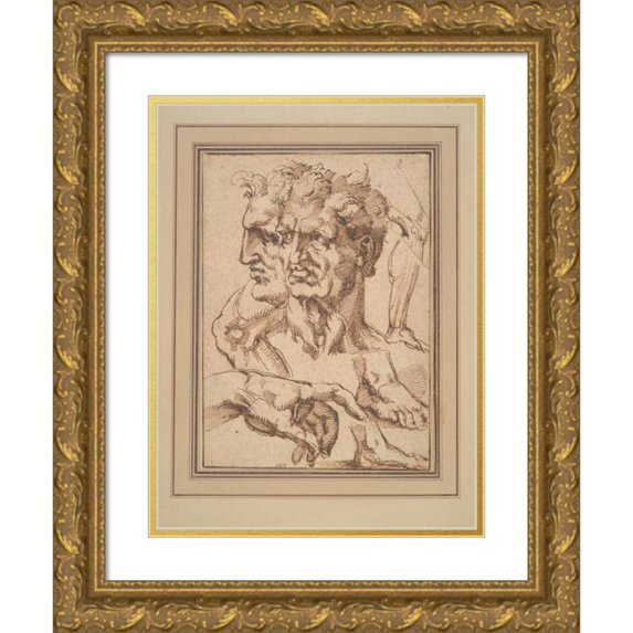 Baccio Bandinelli 19x24 Gold Ornate Framed and Double Matted Museum Art Print Titled - Sheet Of Studies (ca. 1519-22)