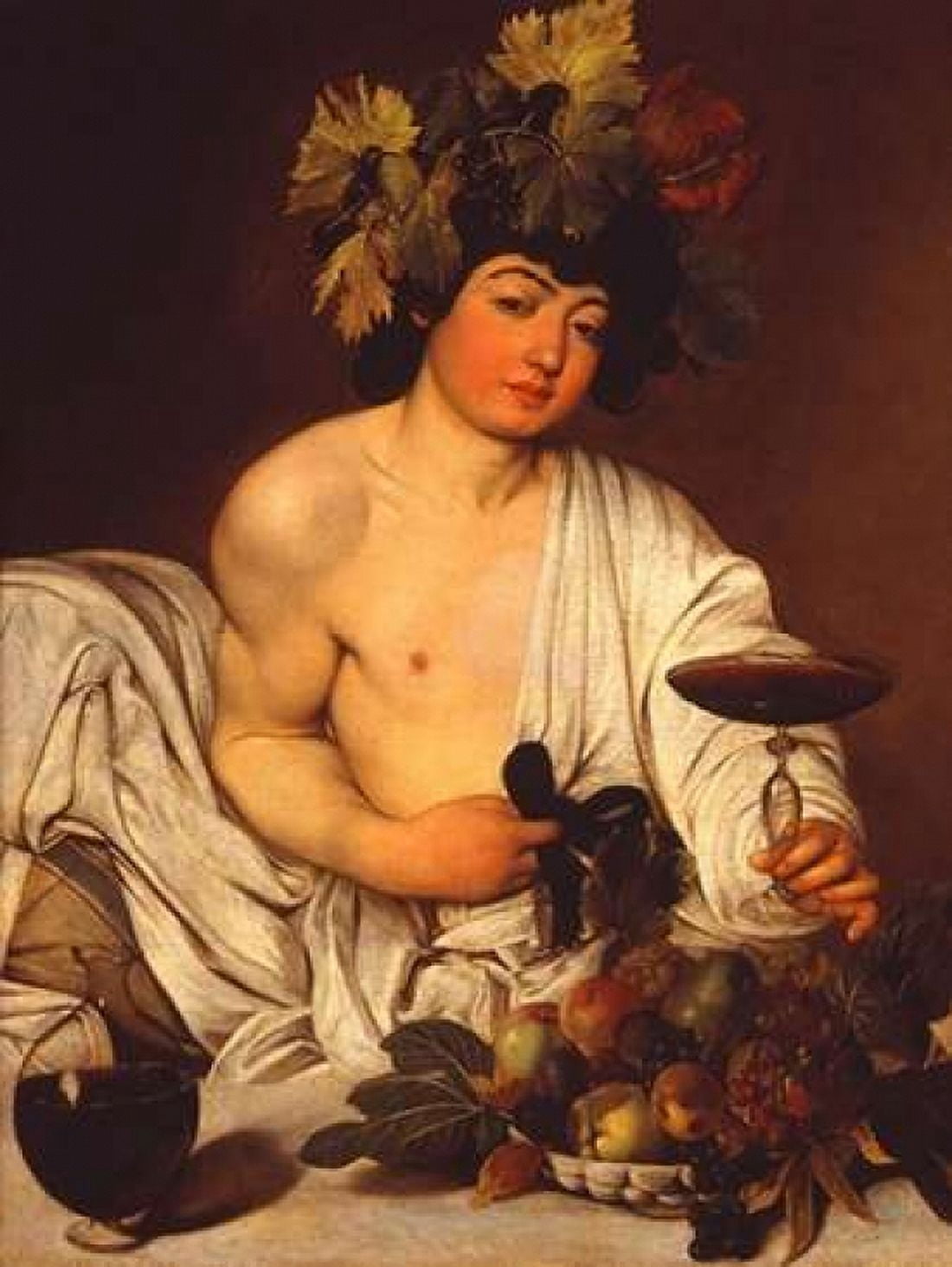 Bacco adolescente Canvas Art - Caravaggio (22 x 28)
