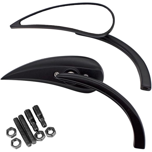 Baceyong Motorcycle Teardrop 10mm/8mm Chrome UniV/er*sal Side Rear View Mirror,Black/Chrome Teardrop Motorcycle Mirrors,Teardrop Rearview Side Mirror