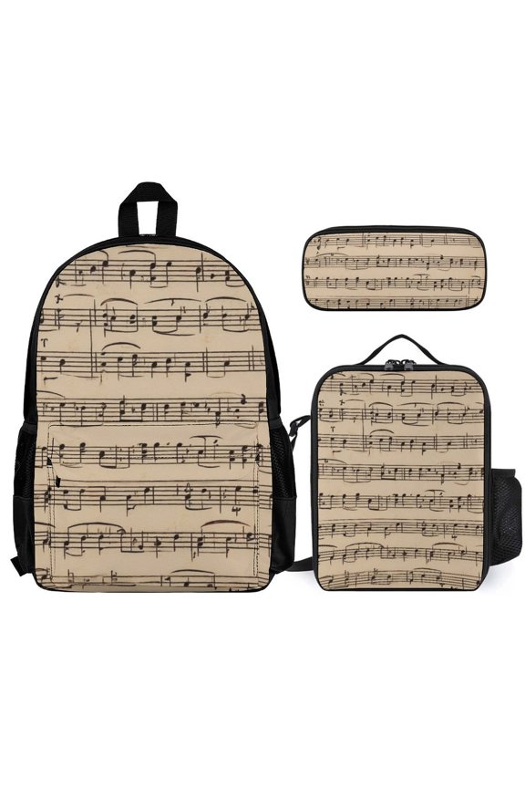 Bach Chaconne School Backpack Set Lightweight Backpack Book Bag Backpack 3pcs