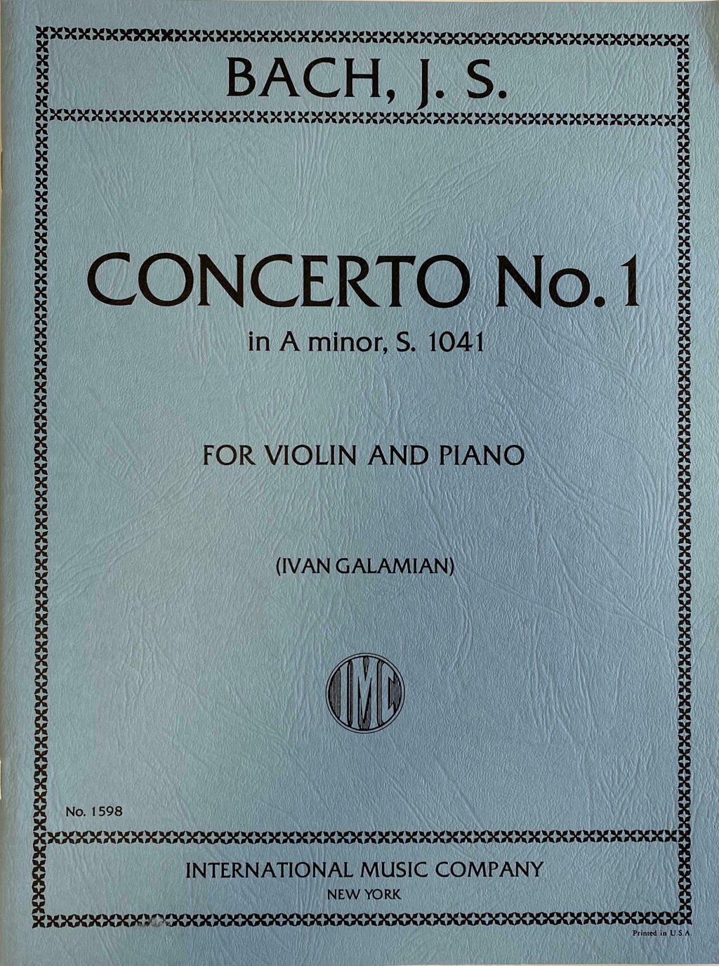 Bach, J.S. - Concerto No. 1 in a minor BWV 1041 for Violin and Piano - by Galamian - (IMC # 1598)
