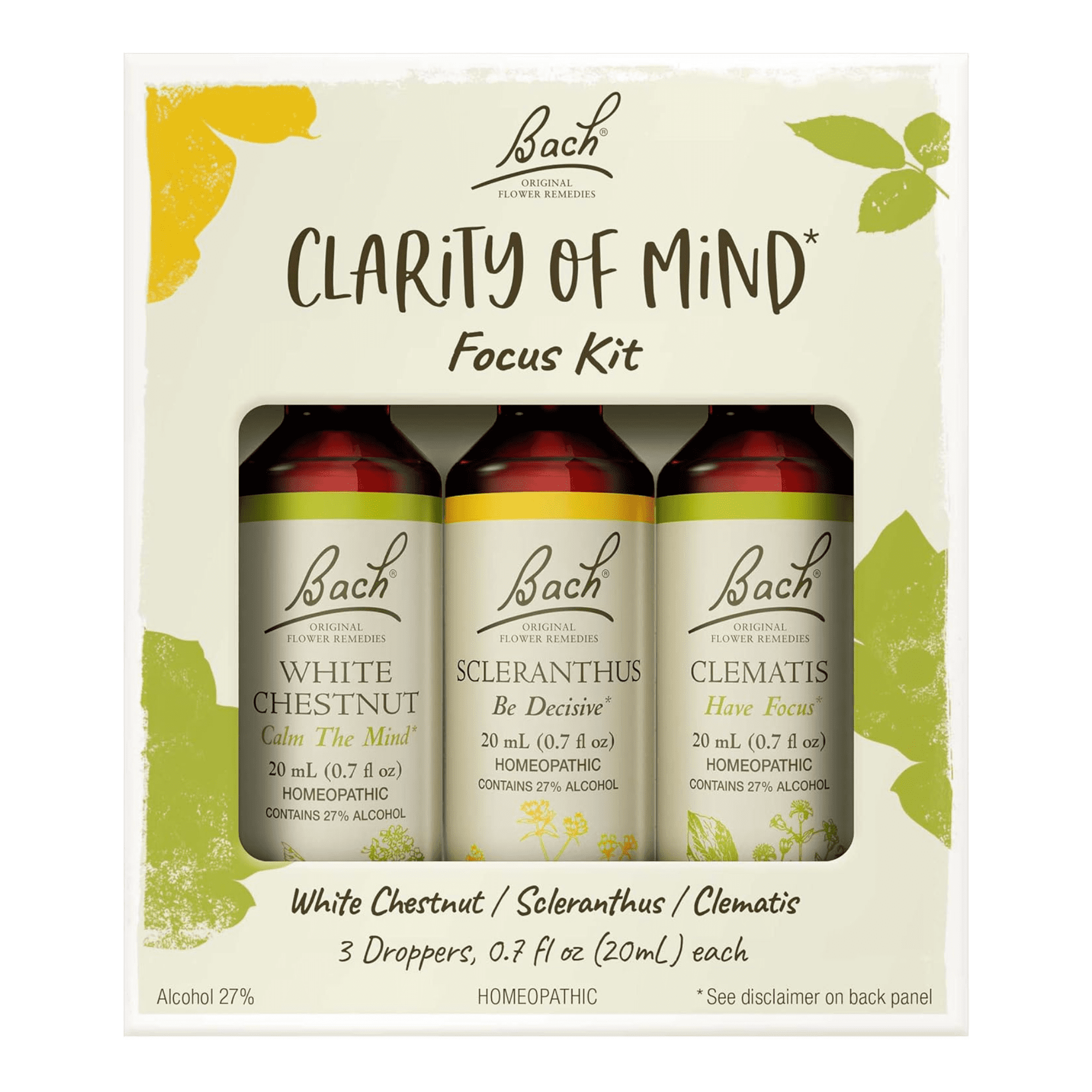 Rescue Bach Original Flower Remedies Clarity Focus Kit, 3-Pack