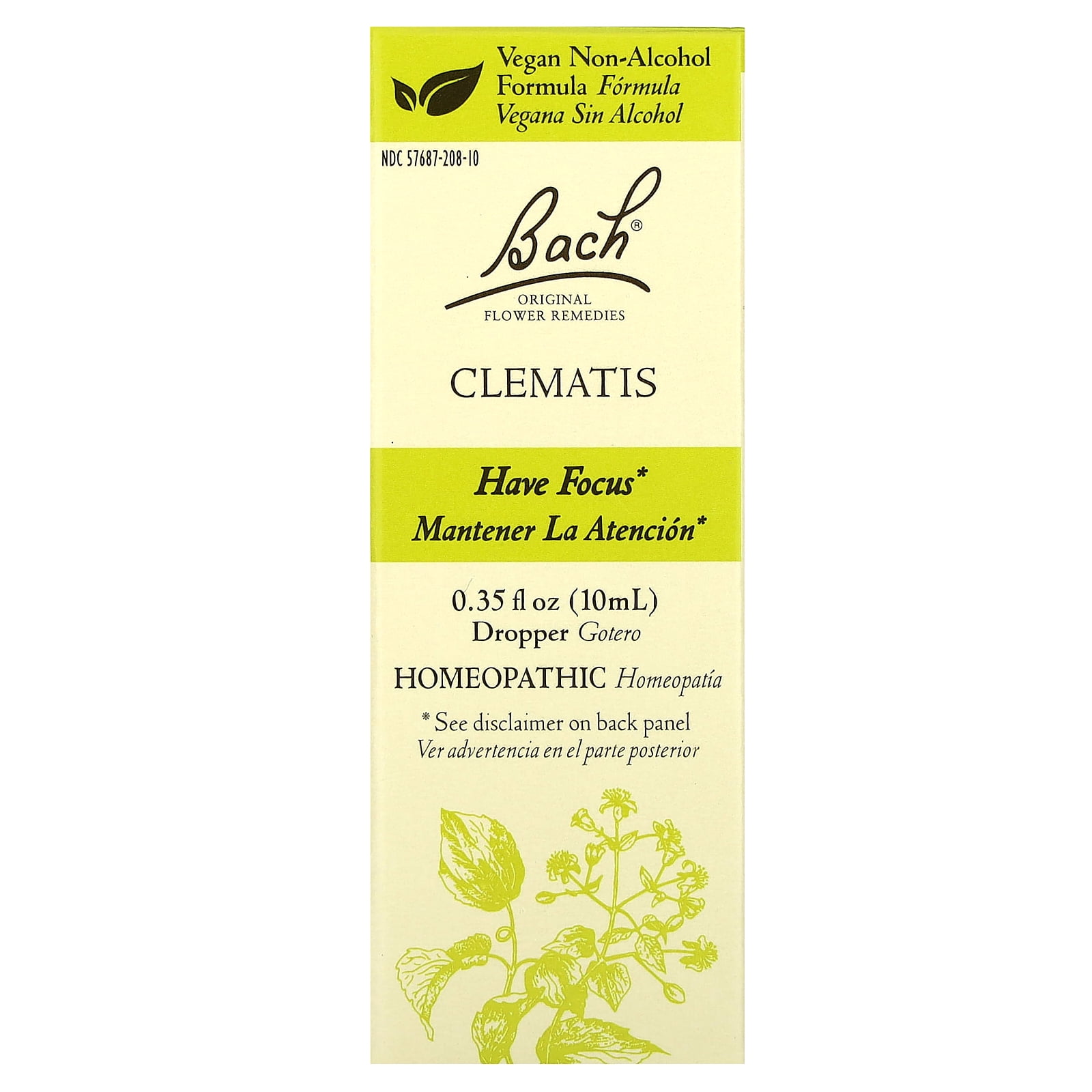 Clematis Homeopathic Flower Essence for Focus and Clarity, Vegan 10mL Dropper