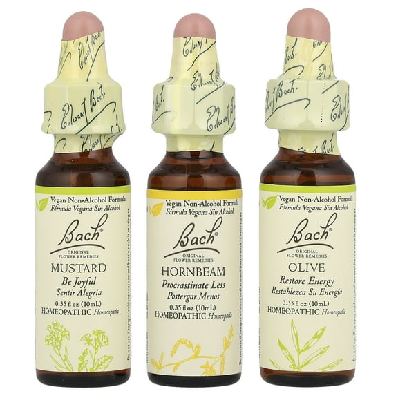 Bach Original Flower Remedies, Mental Energy Kit, Emotional Ups & Downs, 3 Droppers, 0.35 fl oz (10 ml) Each