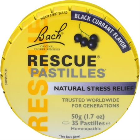 Bach RESCUE PASTILLES, Black Currant Flavor, Natural Stress Relief Lozenges, 35 Count