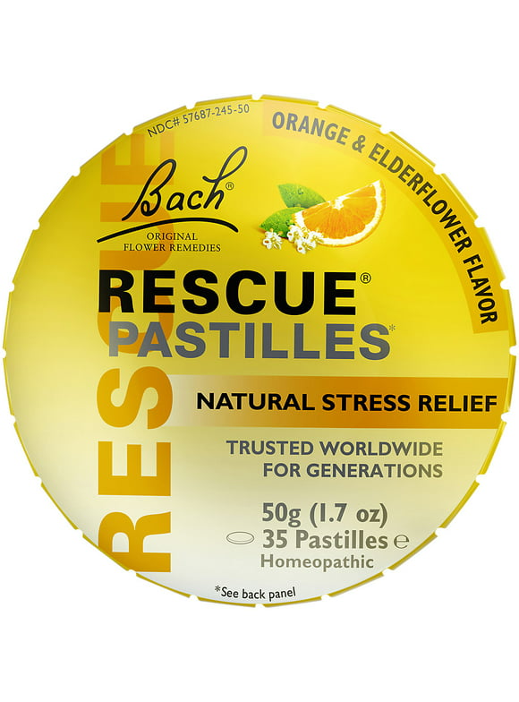 Bach RESCUE PASTILLES, Orange and Elderflower Flavor, Natural Stress Relief Lozenges, 35 Count