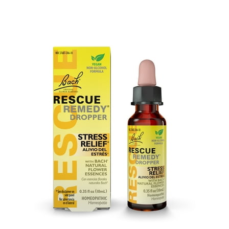 Bach RESCUE REMEDY Dropper 10mL, Natural Stress Relief, Non-Alcohol