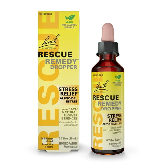 Bach RESCUE REMEDY Dropper 20mL, Natural Stress Relief, Non-Alcohol