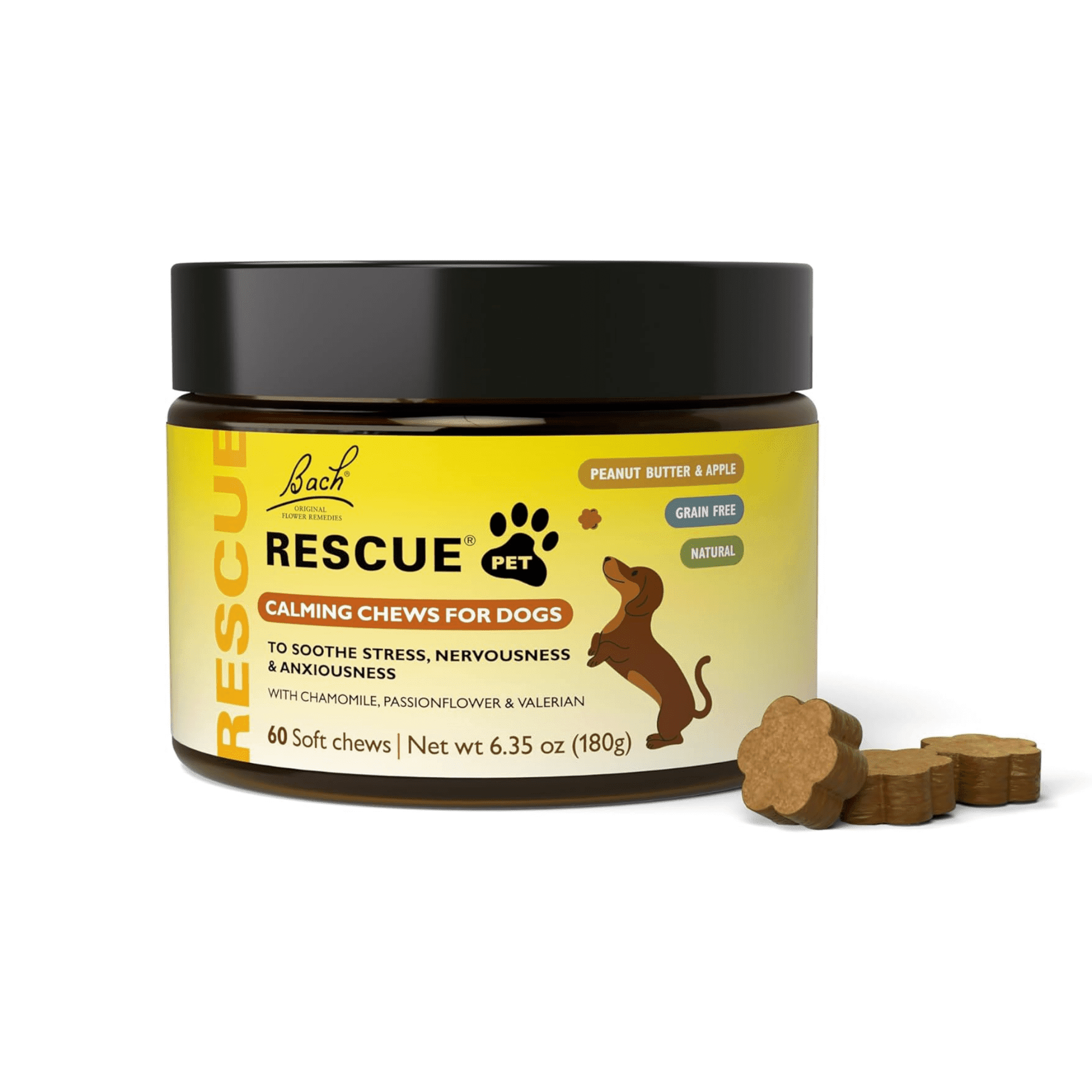 Rescue Pet Calming Chews for Dogs with Chamomile and Valerian