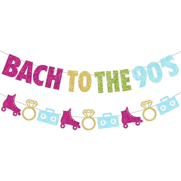 Bach To The 90's Bachelorette Party Decorations, Bach To The 90's Banner Retro Garland for 90s Theme Party Supplies