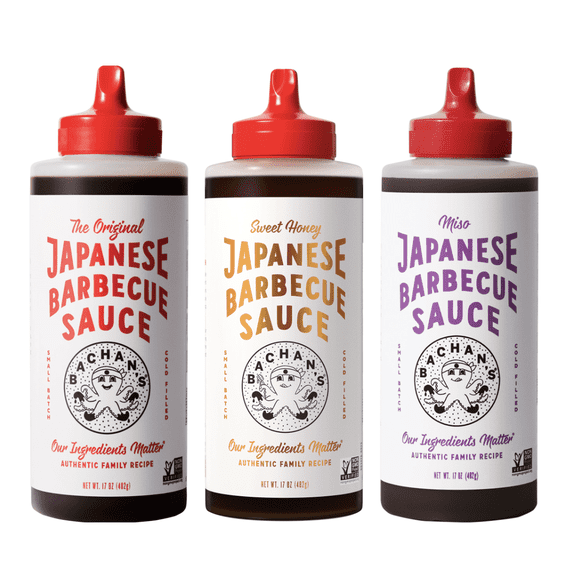 Bachan's Japanese Barbecue Sauce, 3 17 oz Bottles - 1 Original, 1 Sweet Honey, 1 Miso