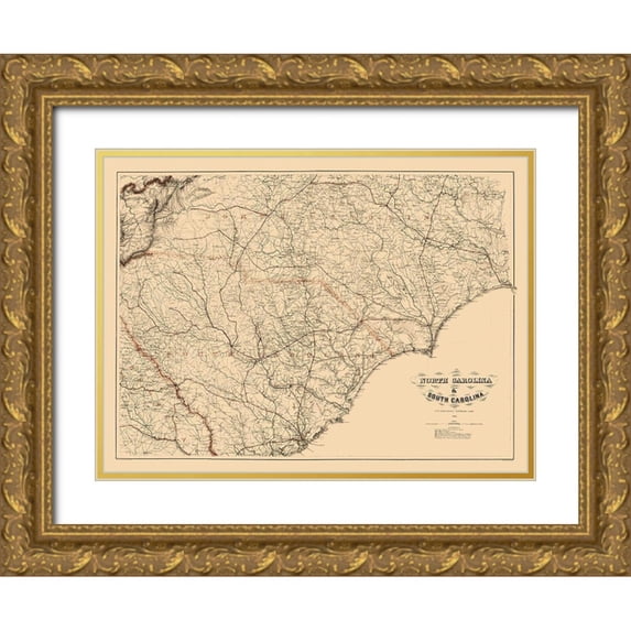 Bache 24x19 Gold Ornate Wood Framed with Double Matting Museum Art Print Titled - South Carolina - Bache 1865
