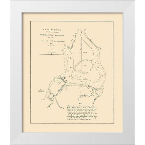 Bache 26x30 White Modern Wood Framed Museum Art Print Titled - Fort De Russy Louisiana - Bache 1864