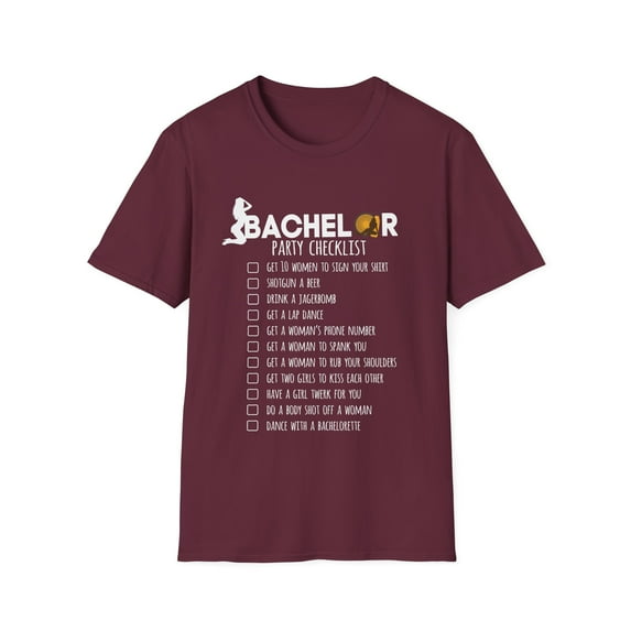 Bachelor Party Checklist Bridal Bachelor Party Stag Party Best Man Gift Funny Unisex Softstyle T-Shirt