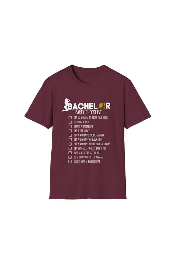 Bachelor Party Checklist Bridal Bachelor Party Stag Party Best Man Gift Funny Unisex Softstyle T-Shirt