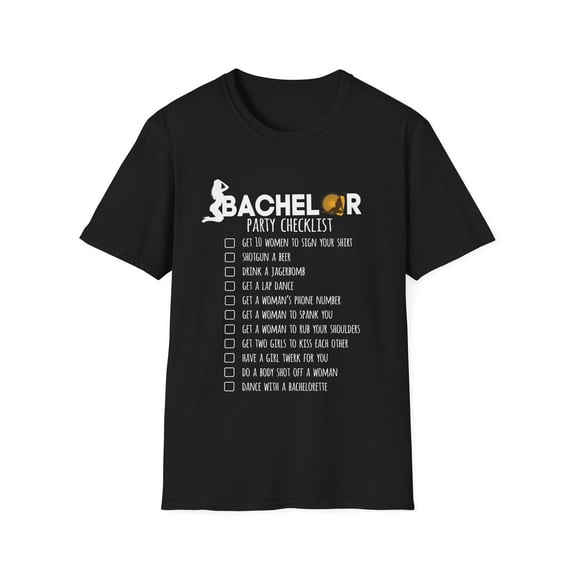 Bachelor Party Checklist Bridal Bachelor Party Stag Party Best Man Gift Funny Unisex Softstyle T-Shirt