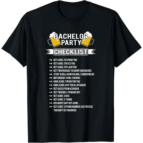 Bachelor Party Checklist Groomsmen Best Man Tee T Shirt
