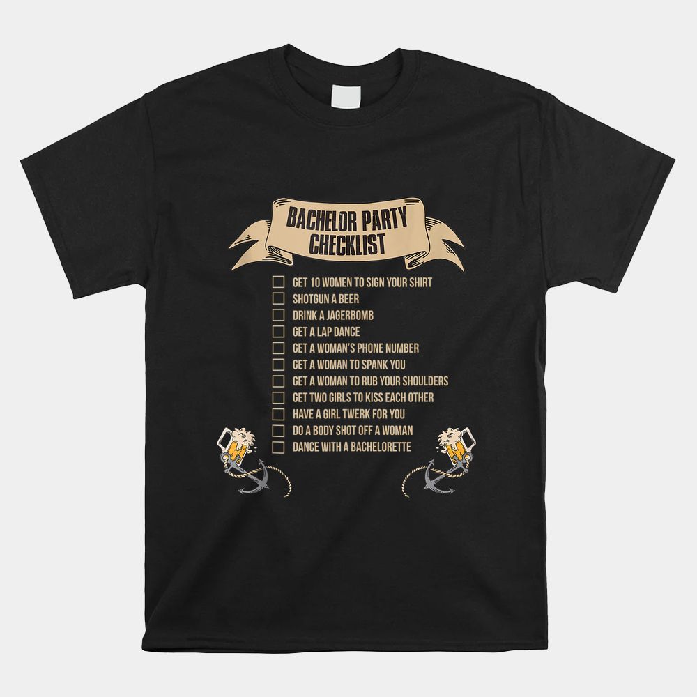 Bachelor Party Checklist Shirt Walmart