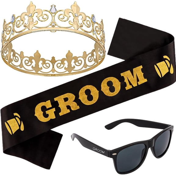 Bachelor Party Decorations Crown and Sunglasses with Groom Sash for Men Bachelor Party Favors Groom Gifts Wedding Decorations