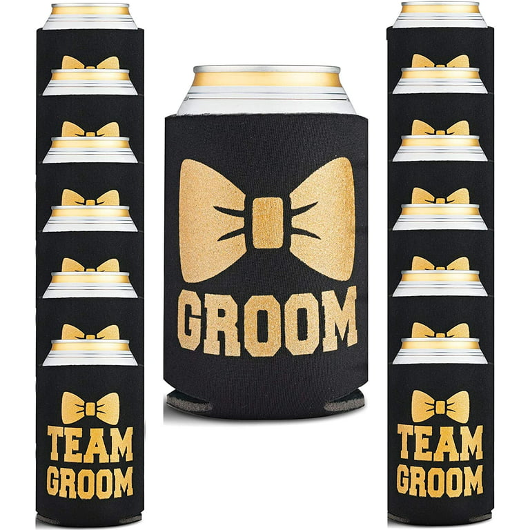 Bachelor Party Decorations for Men - Groomsmen & Groom Beverage Can Cooler  Sleeves & Party Game - Bachelor Party Favors for Wedding, Insulated